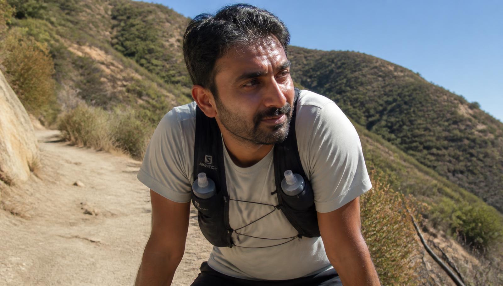 Man resting after a morning trail run